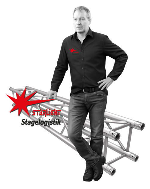 Christian Weingartner mit Logo Stagelogistik