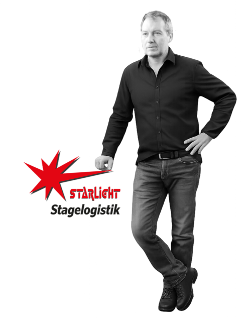 Christian Weingartner mit Logo Stagelogistik